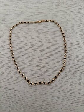 Bronze Milor Italy Gold-Tone Black Stone Link Necklace - Women's Jewelry